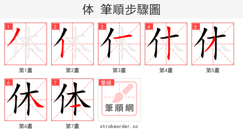 体 的笔顺分步演示