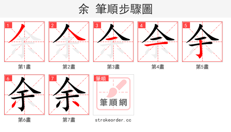 余 的笔顺分步演示