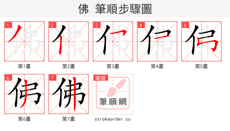 佛 的笔顺分步演示