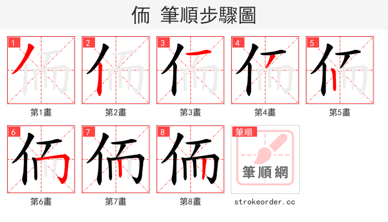侕 的笔顺分步演示