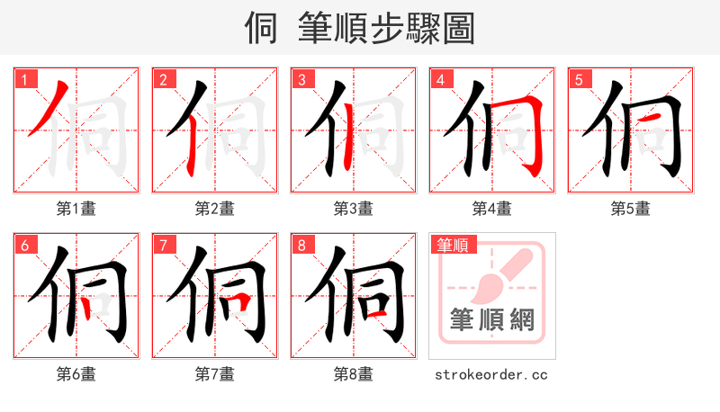 侗 的笔顺分步演示