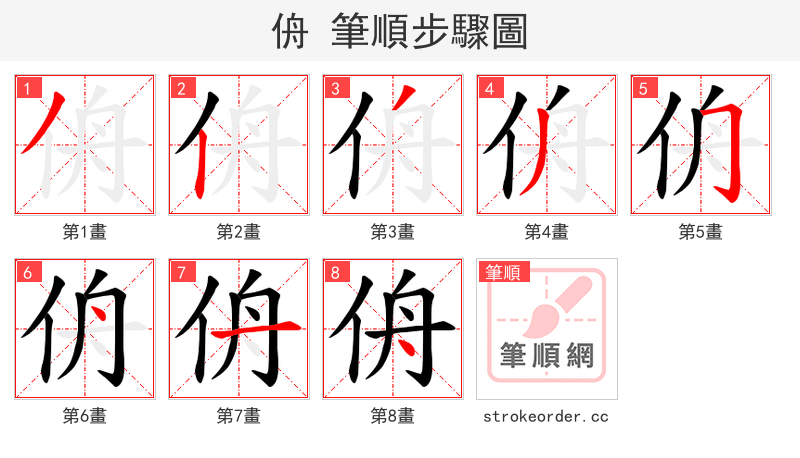 侜 的笔顺分步演示