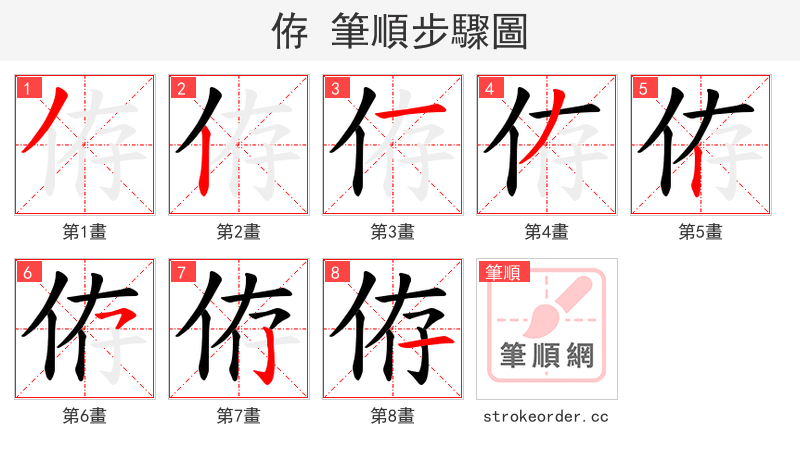 侟 的笔顺分步演示