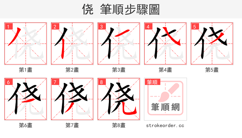 侥 的笔顺分步演示