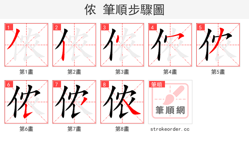 侬 的笔顺分步演示