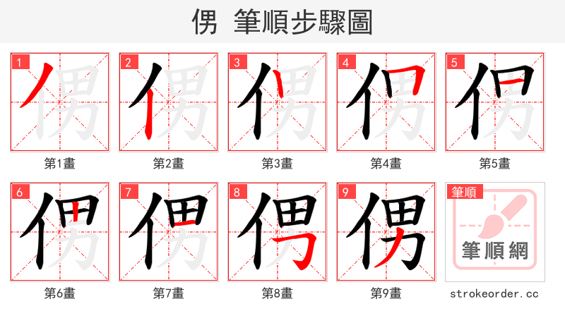 侽 的笔顺分步演示