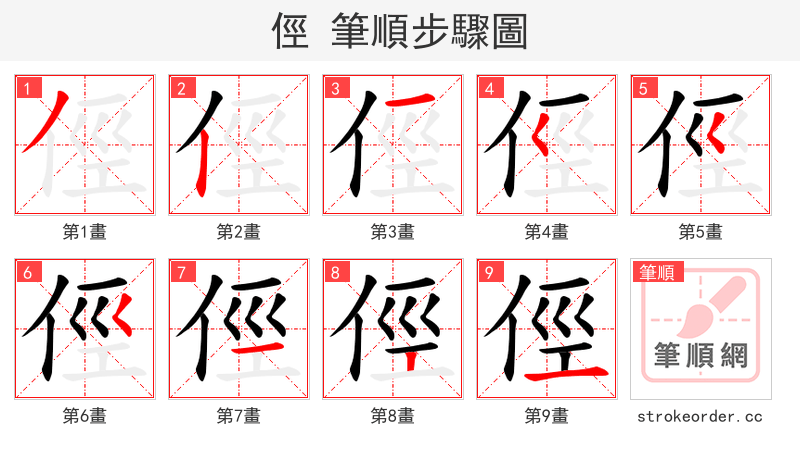 俓 的笔顺分步演示