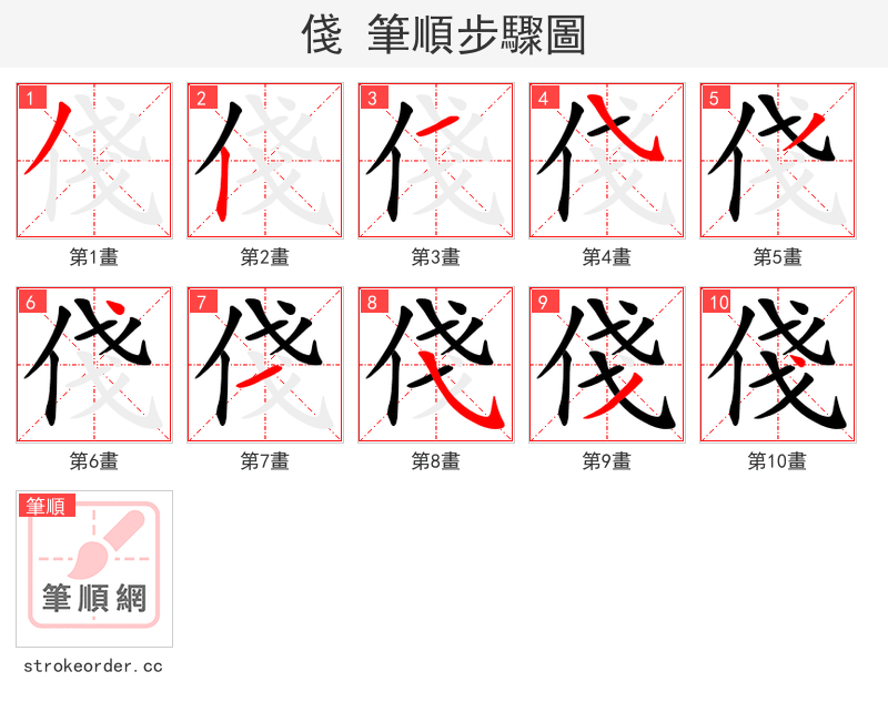 俴 的笔顺分步演示