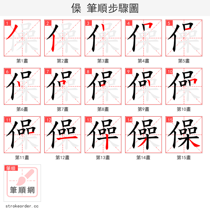 僺 的笔顺分步演示