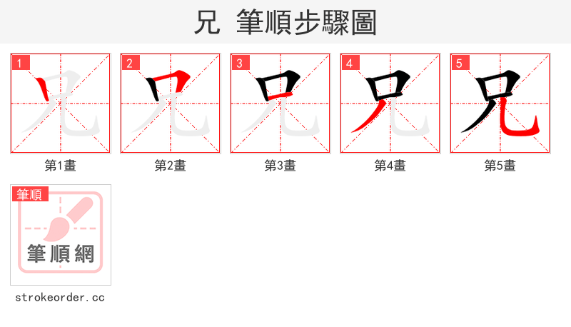 兄 的笔顺分步演示