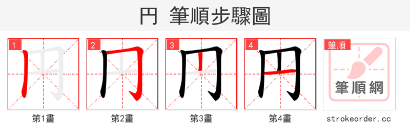 円 的笔顺分步演示
