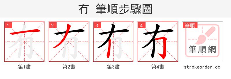 冇 的笔顺分步演示