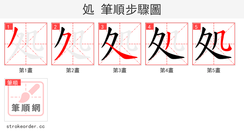 処 的笔顺分步演示