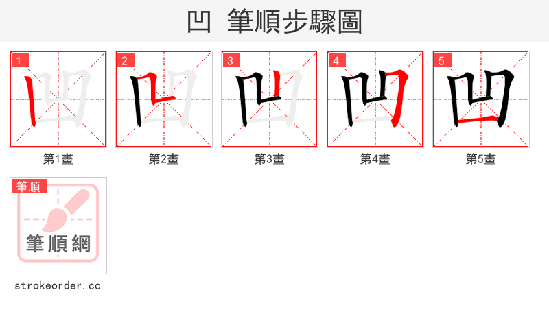 凹 的笔顺分步演示