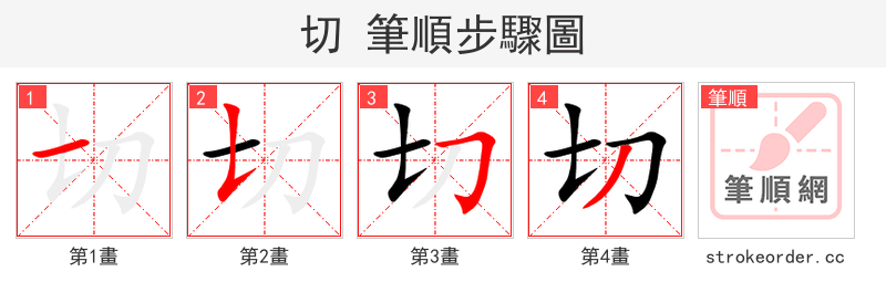 切 的笔顺分步演示