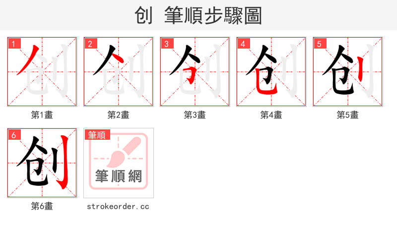 创 的笔顺分步演示
