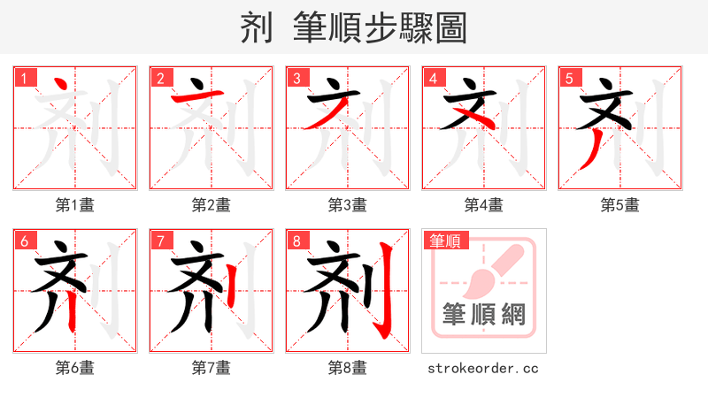剂 的笔顺分步演示