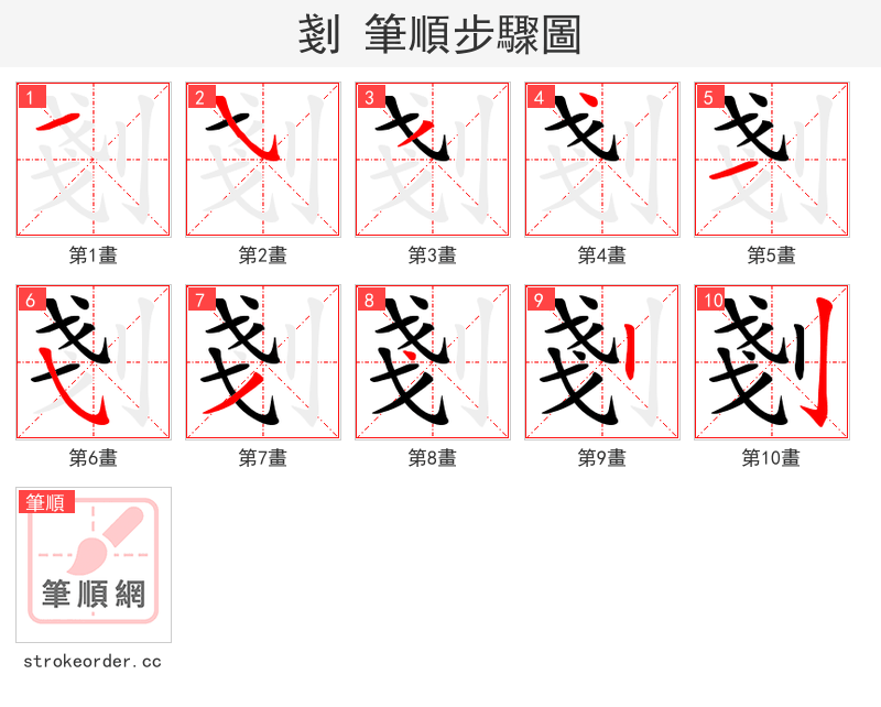 剗 的笔顺分步演示