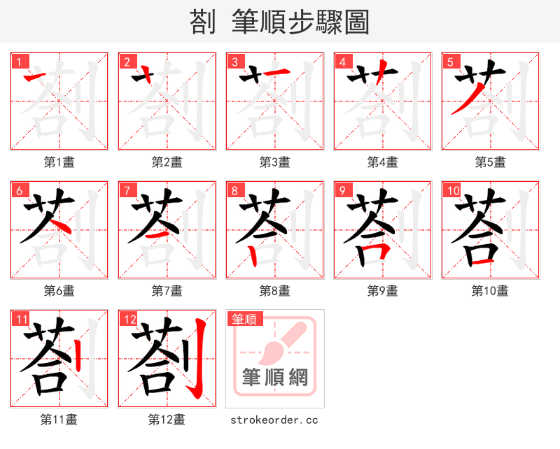 剳 的笔顺分步演示