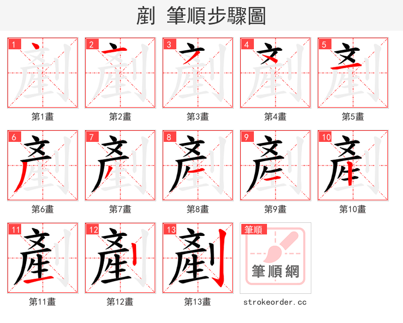 剷 的笔顺分步演示