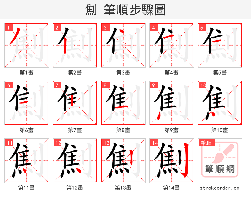 劁 的笔顺分步演示