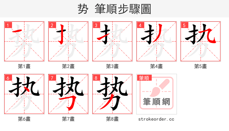 势 的笔顺分步演示