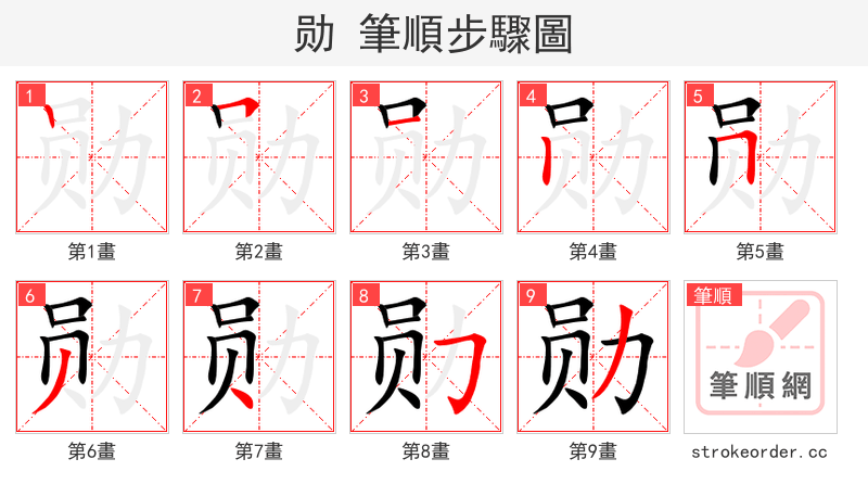 勋 的笔顺分步演示