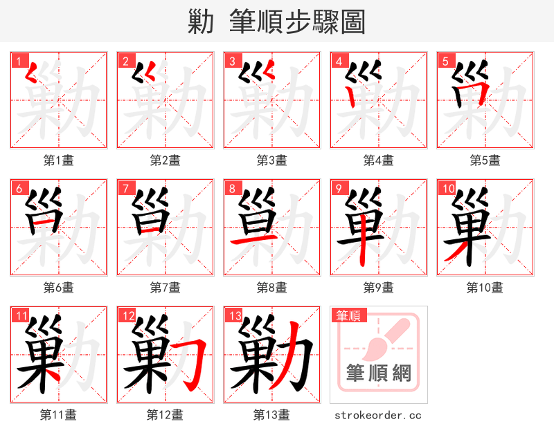 勦 的笔顺分步演示
