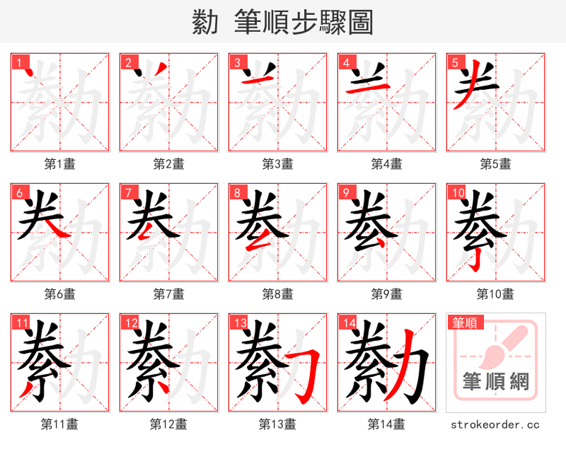 勬 的笔顺分步演示