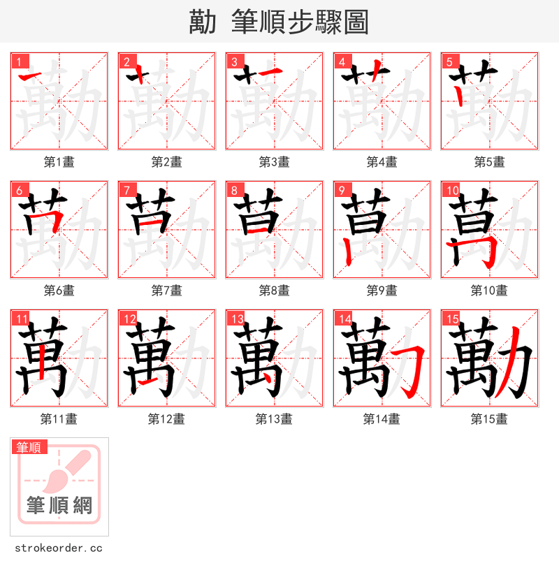 勱 的笔顺分步演示