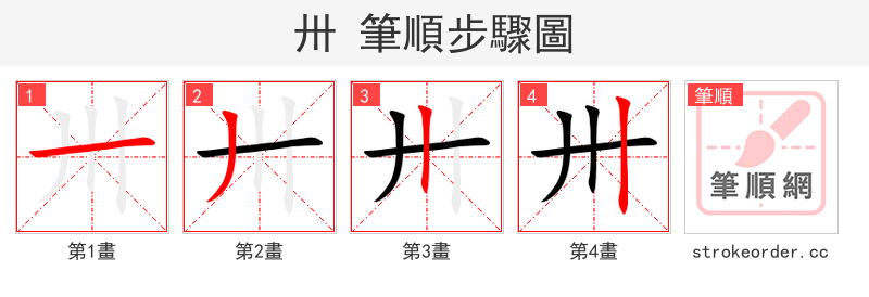卅 的笔顺分步演示