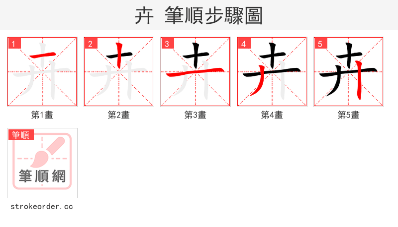 卉 的笔顺分步演示
