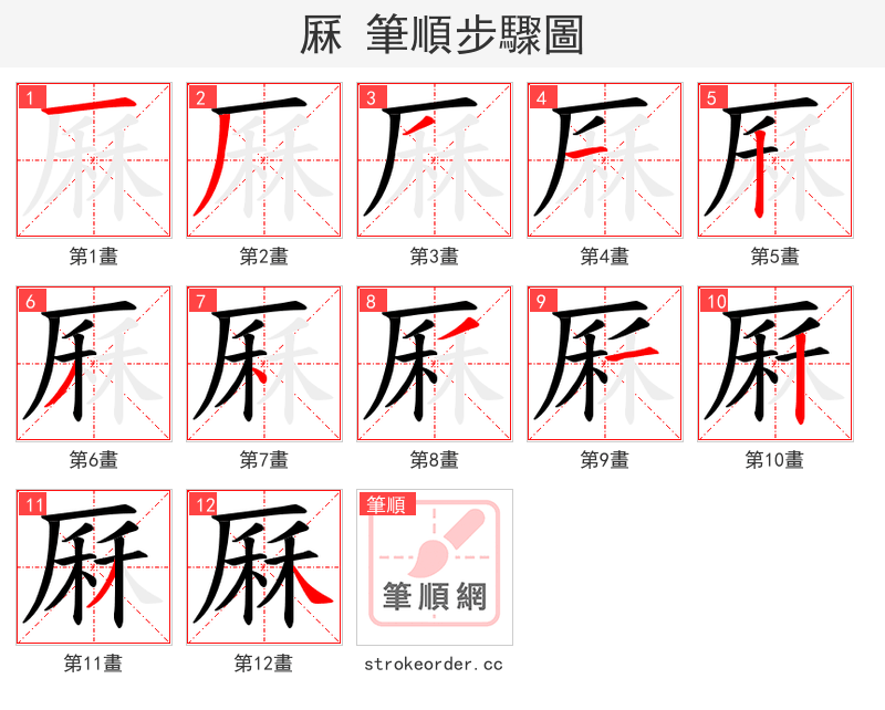 厤 的笔顺分步演示