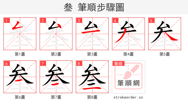 叁 的笔顺分步演示