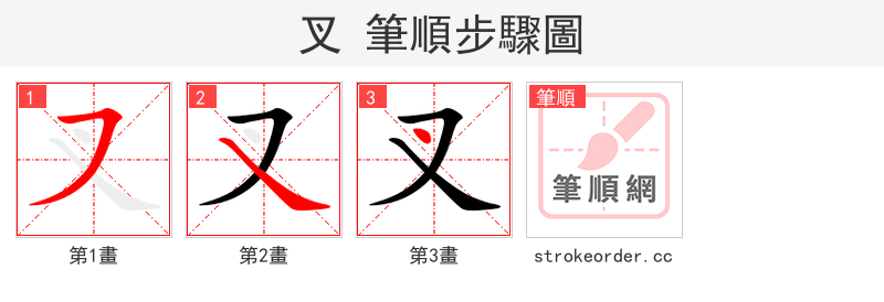 叉 的笔顺分步演示