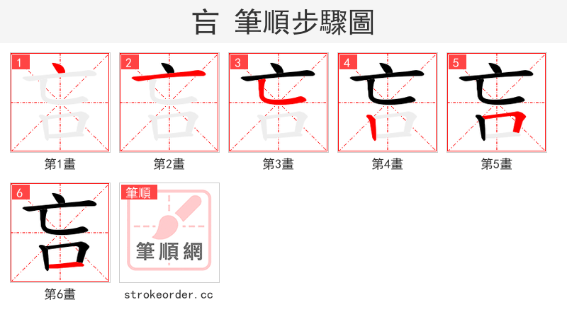 吂 的笔顺分步演示