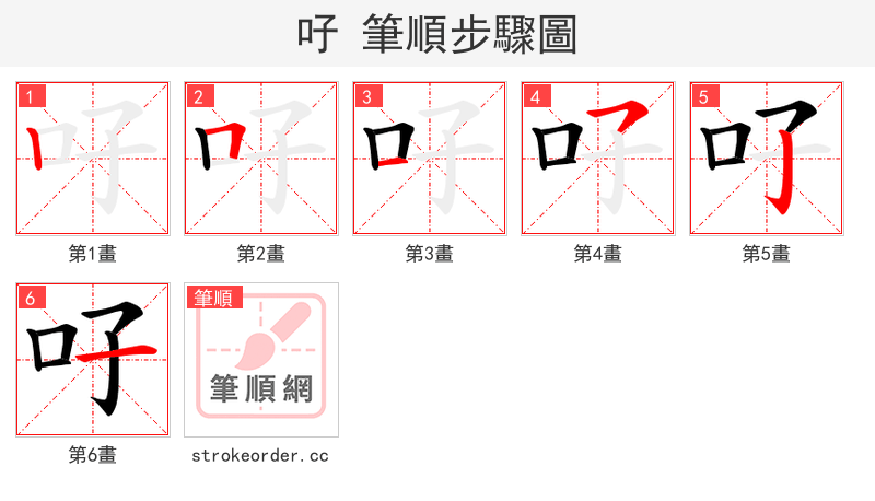 吇 的笔顺分步演示