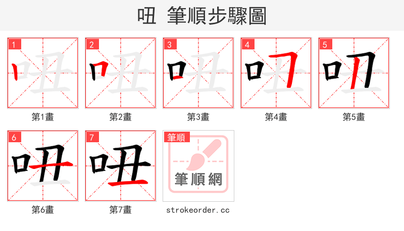 吜 的笔顺分步演示