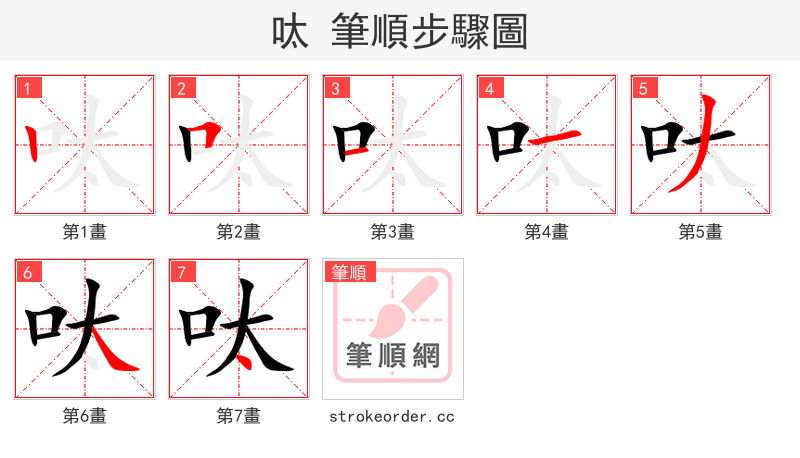 呔 的笔顺分步演示