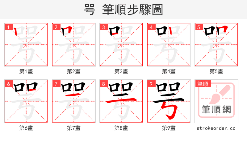 咢 的笔顺分步演示