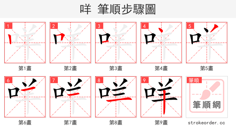 咩 的笔顺分步演示