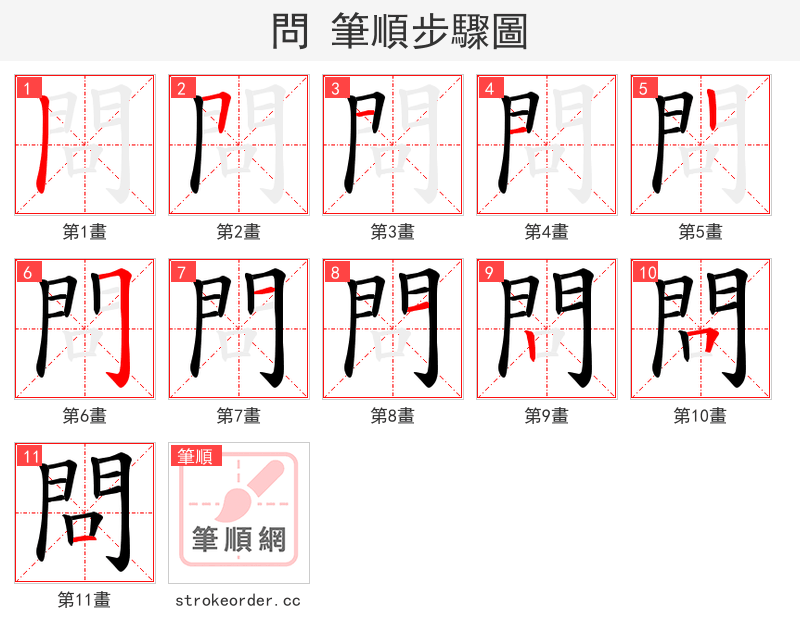 問 的笔顺分步演示
