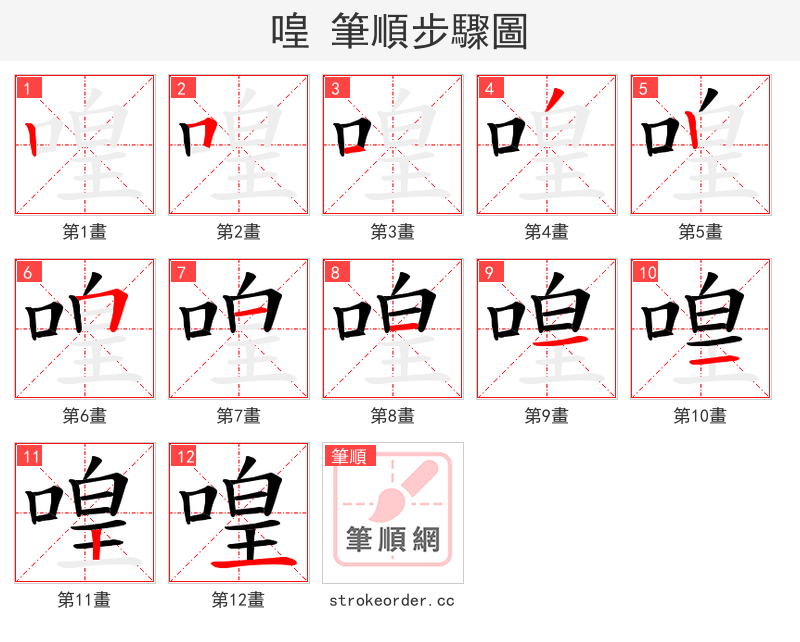 喤 的笔顺分步演示