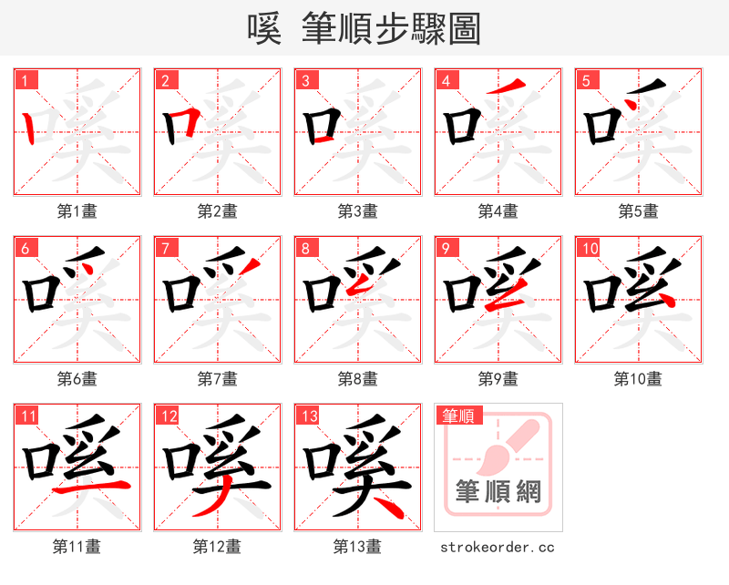 嗘 的笔顺分步演示