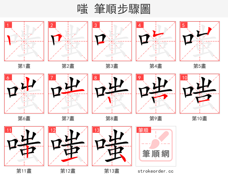 嗤 的笔顺分步演示
