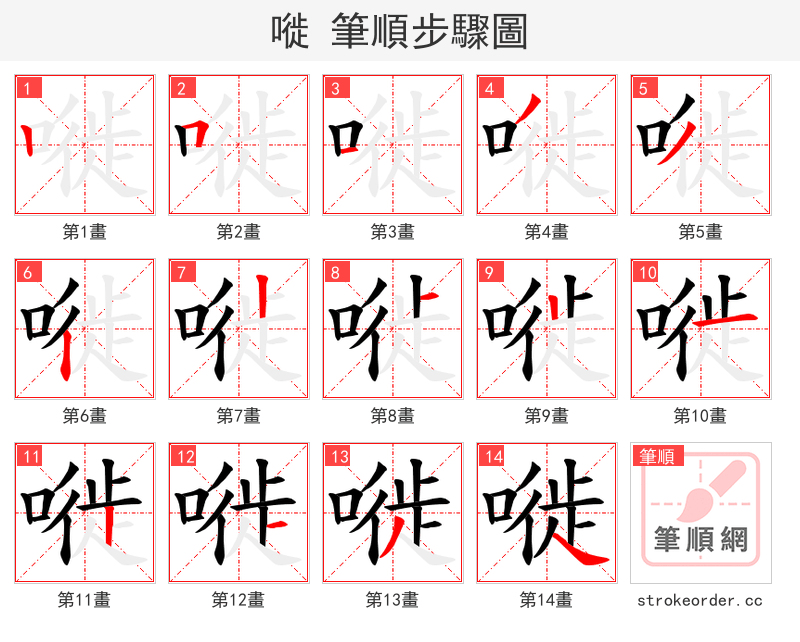 嘥 的笔顺分步演示