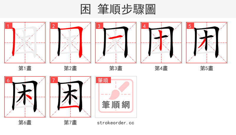 困 的笔顺分步演示