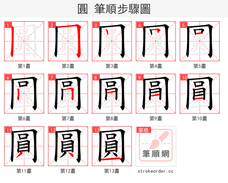圓 的笔顺分步演示