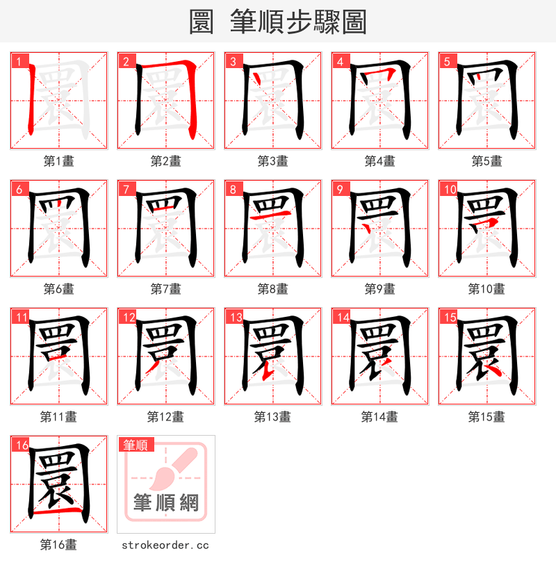 圜 的笔顺分步演示
