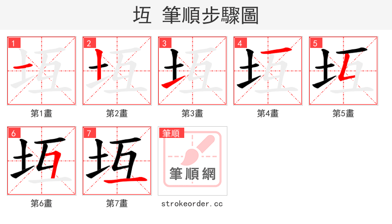 坘 的笔顺分步演示